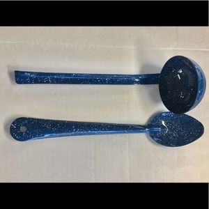 VTG Enamelware speckle enamel Ladle and spoon